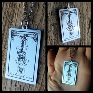 🖤 The Hanged Man- Stainless Tarot Card Necklace